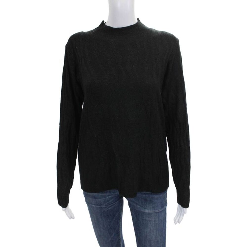 Renuar Womens Black Mock Neck Pullover Sweater Acrylic Size M